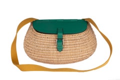 Hermes  Wicker Fishing Bag Vert Green seen in Bloomberg Article Secretive Hermes
