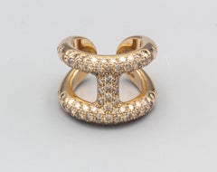 Hermes Osmose Fancy Diamond 18k Rose Gold Ring Size 5.5
