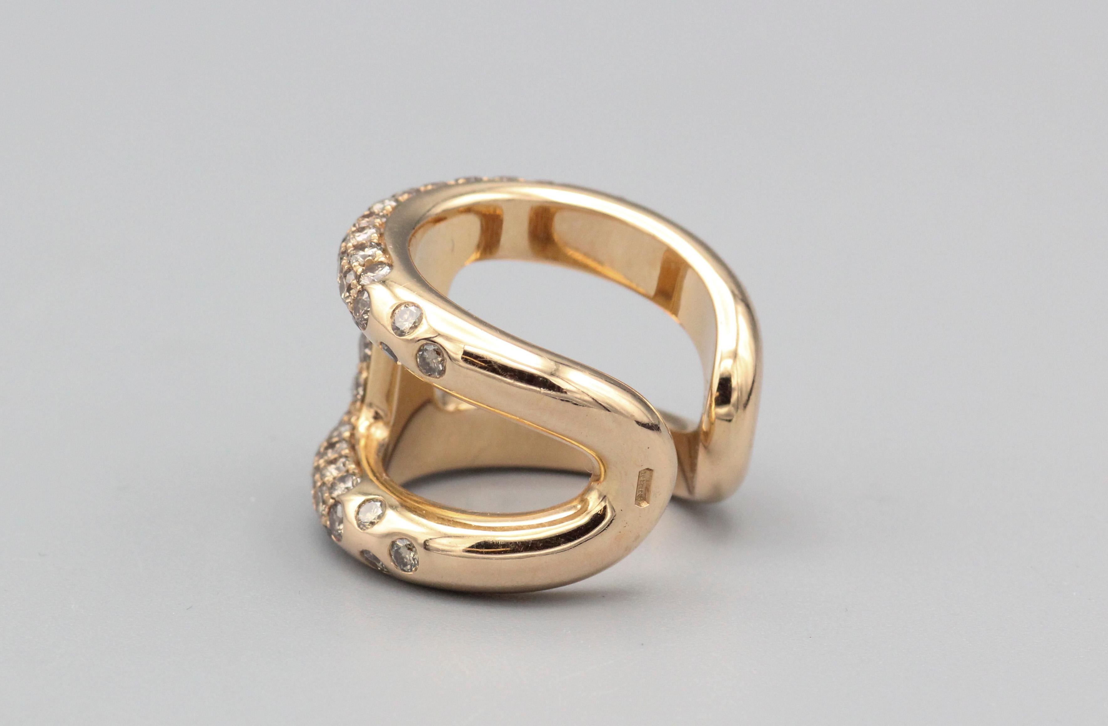 Brilliant Cut Hermes Osmose Fancy Diamond 18k Rose Gold Ring Size 5.5
