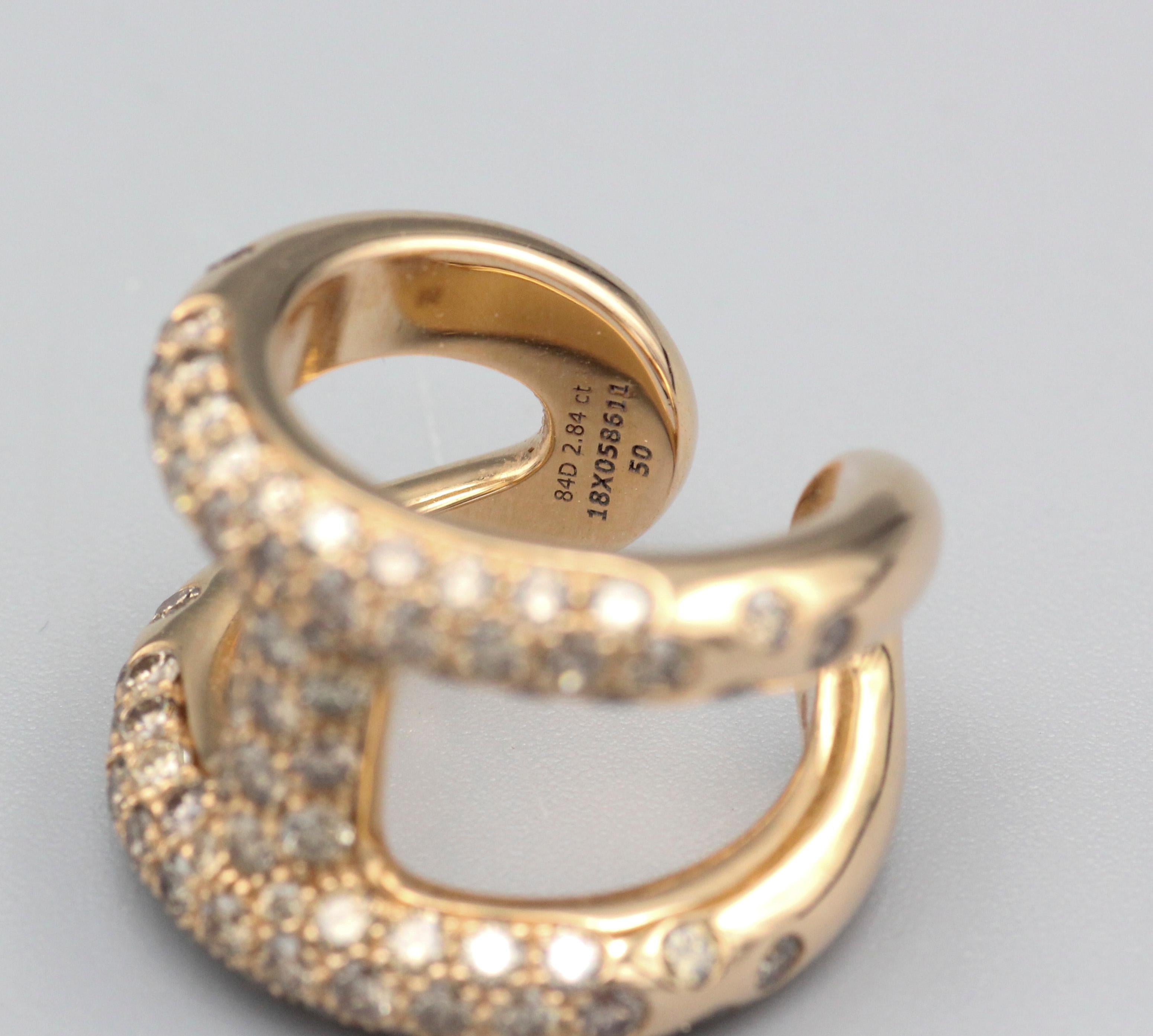 Women's or Men's Hermes Osmose Fancy Diamond 18k Rose Gold Ring Size 5.5