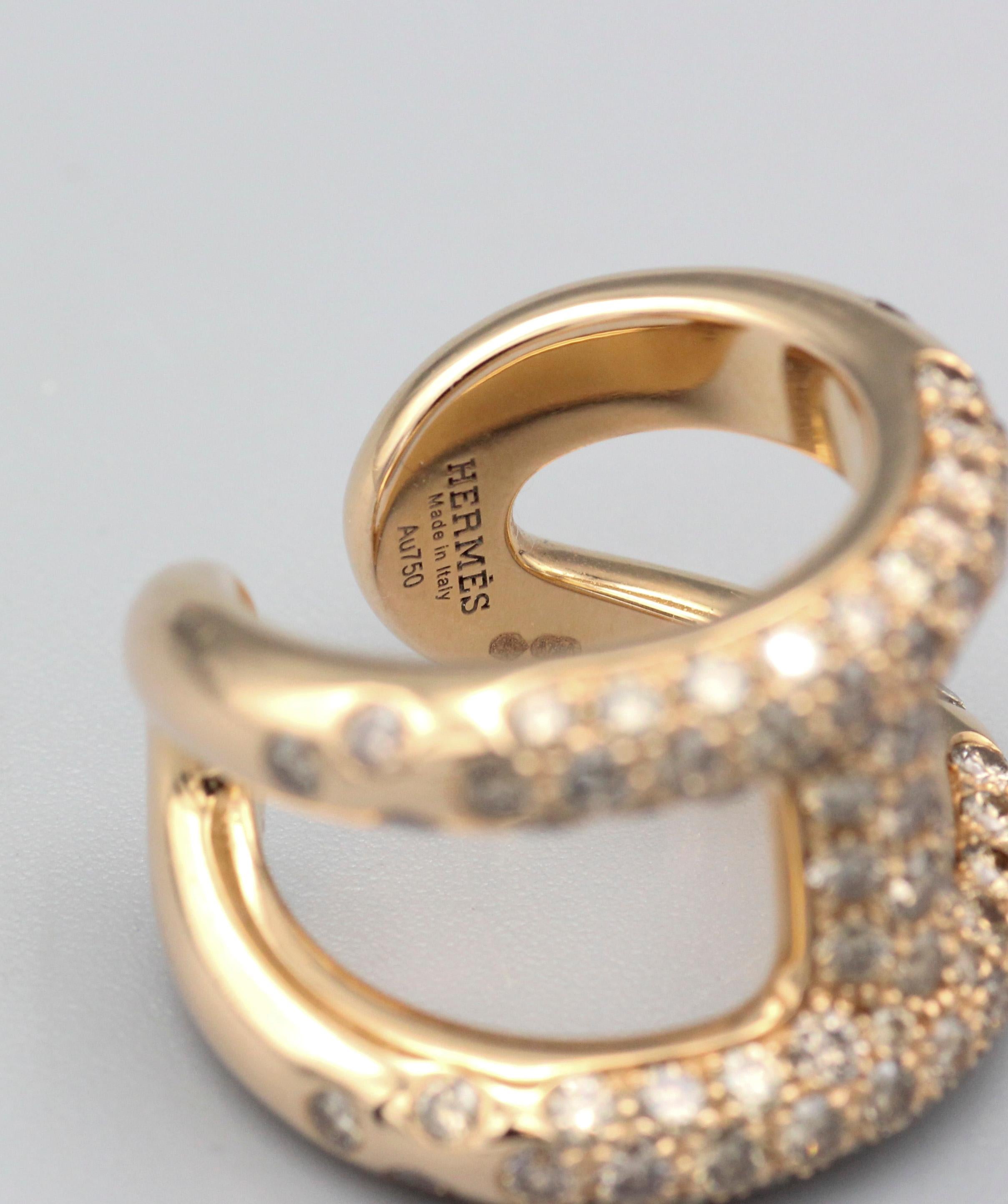 Hermes Osmose Fancy Diamond 18k Rose Gold Ring Size 5.5 1