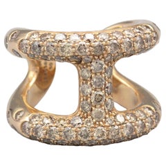 Hermes Osmose Fancy Diamond 18k Rose Gold Ring Size 5.5