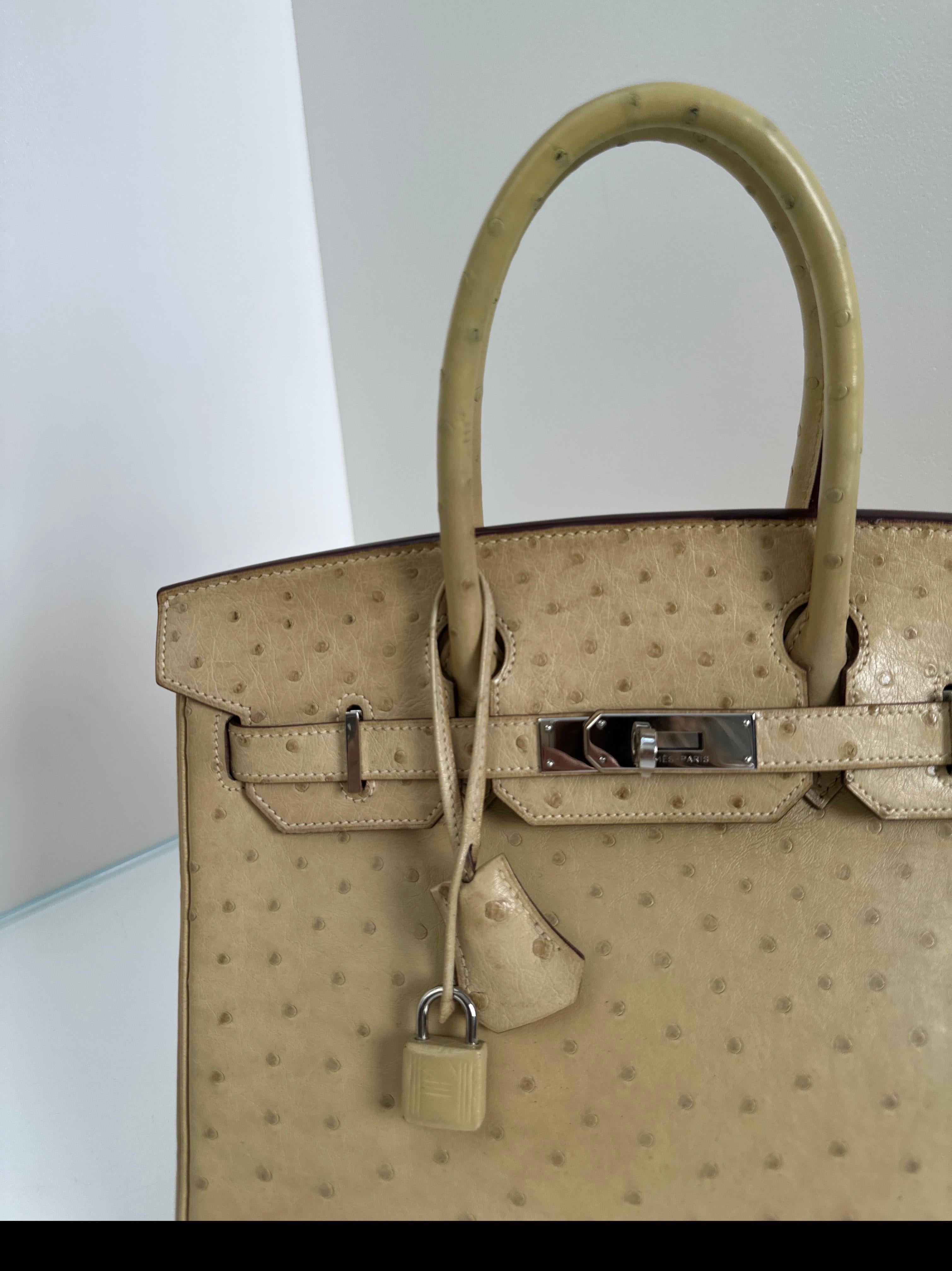 Hermes Strauß Birkin 30 Tasche (Braun) im Angebot