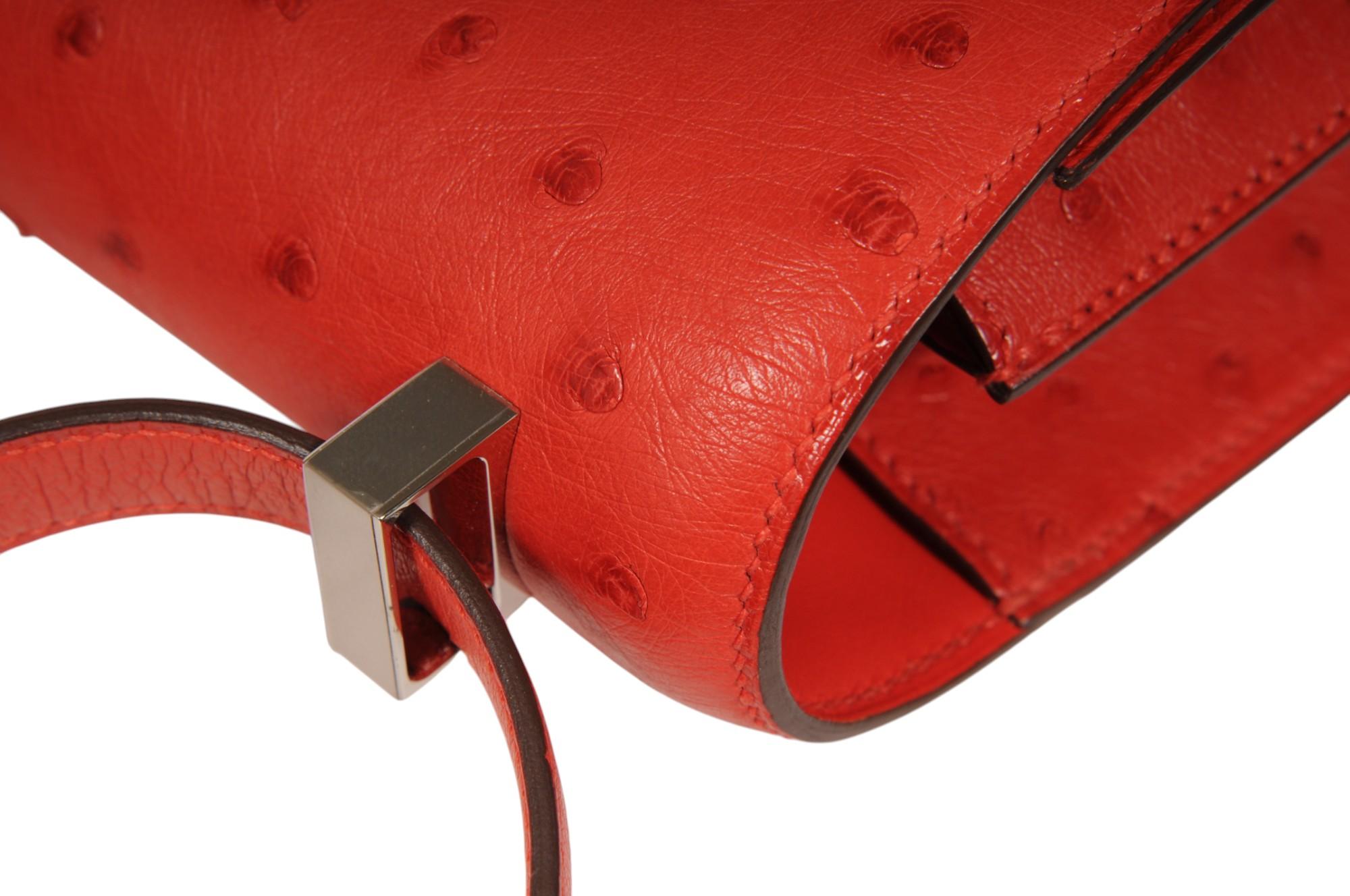 Hermes Ostrich Constance 24 Rouge Stamp Crossbody Red ASA937 For Sale 9