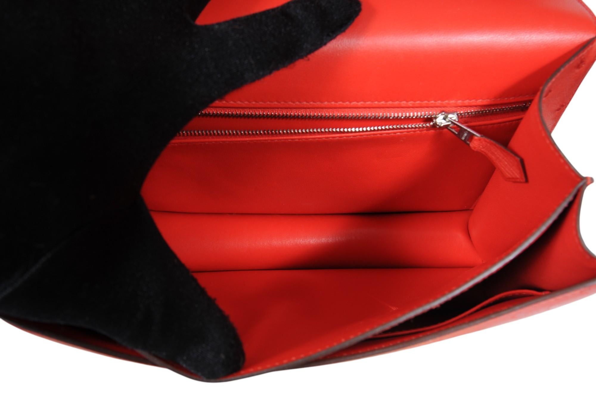 Hermes Ostrich Constance 24 Rouge Stamp Crossbody Red ASA937 For Sale 13