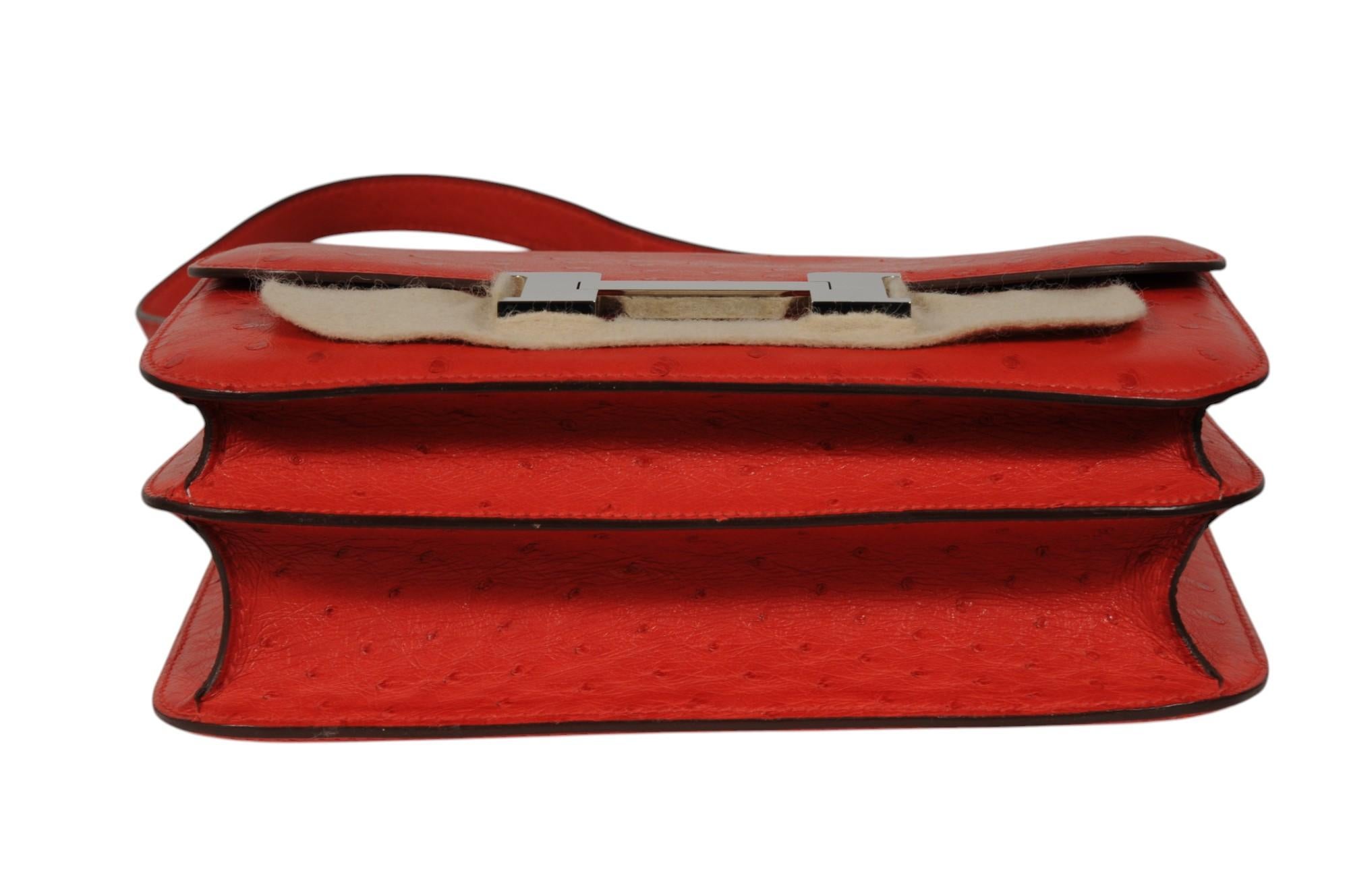 Hermes Ostrich Constance 24 Rouge Stamp Crossbody Red ASA937 For Sale 4