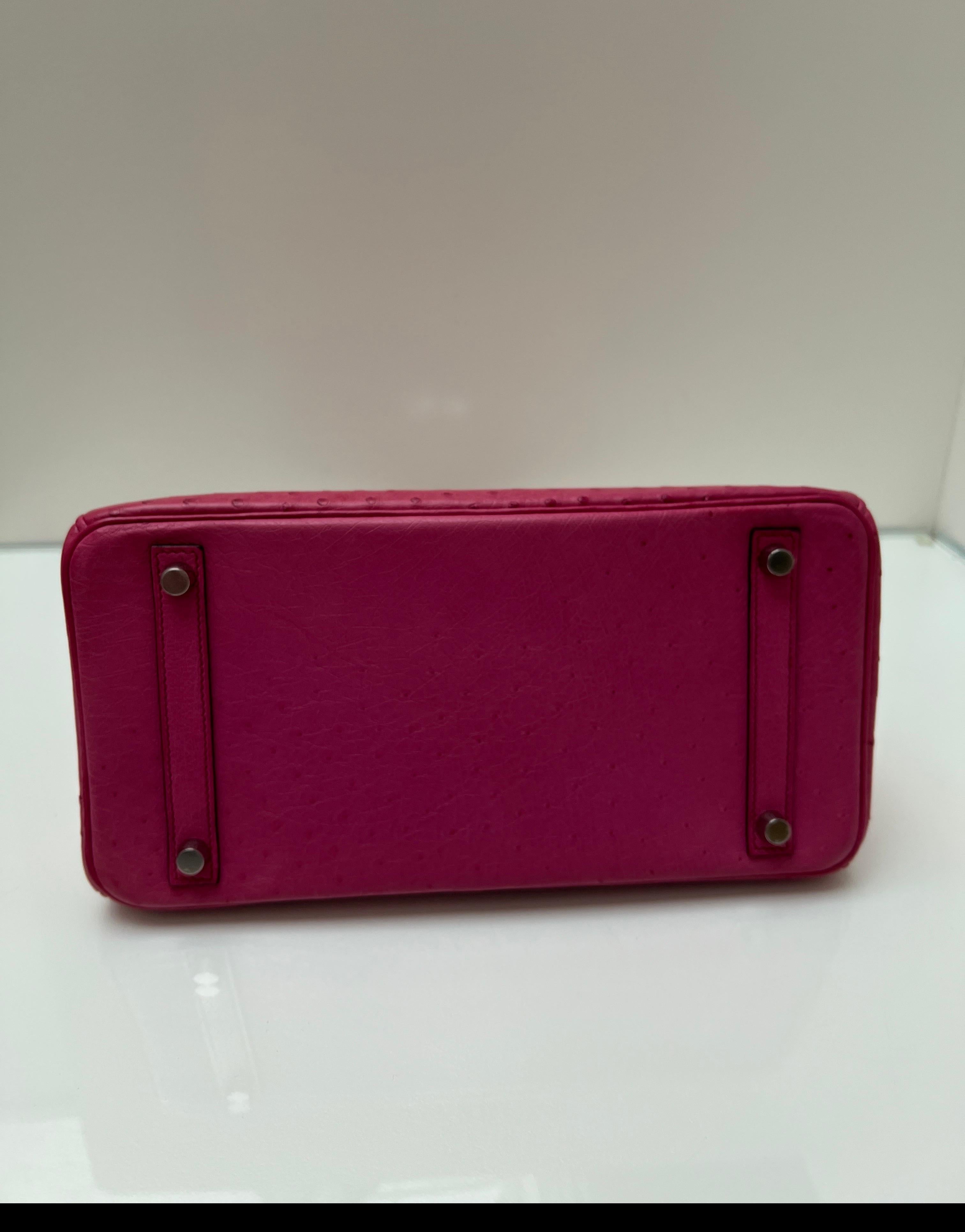 Birkin Tyrien en autruche rose Hermes 30 en vente 6