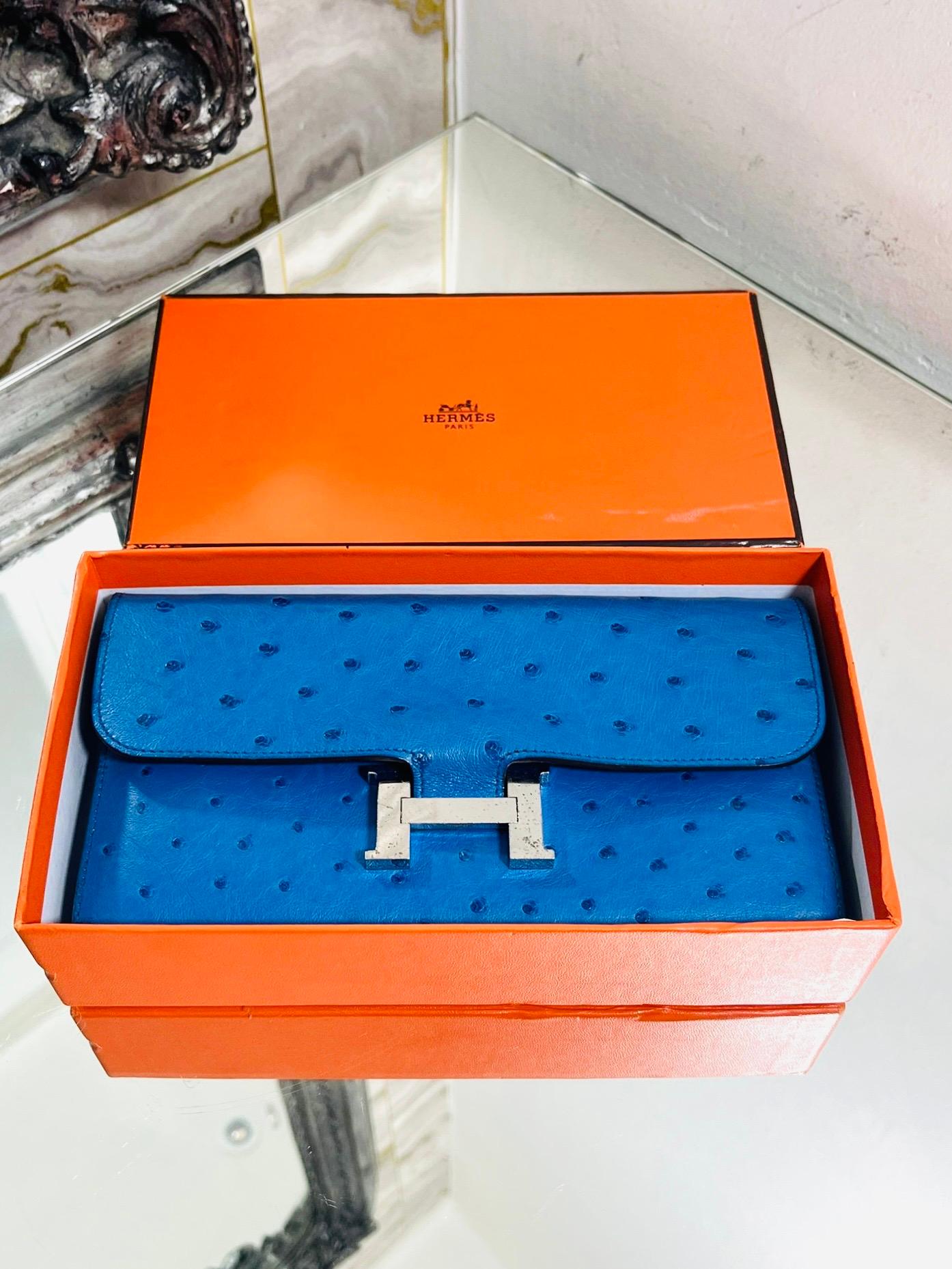 Hermes Ostrich Skin Constance Long Wallet In Fair Condition For Sale In London, GB