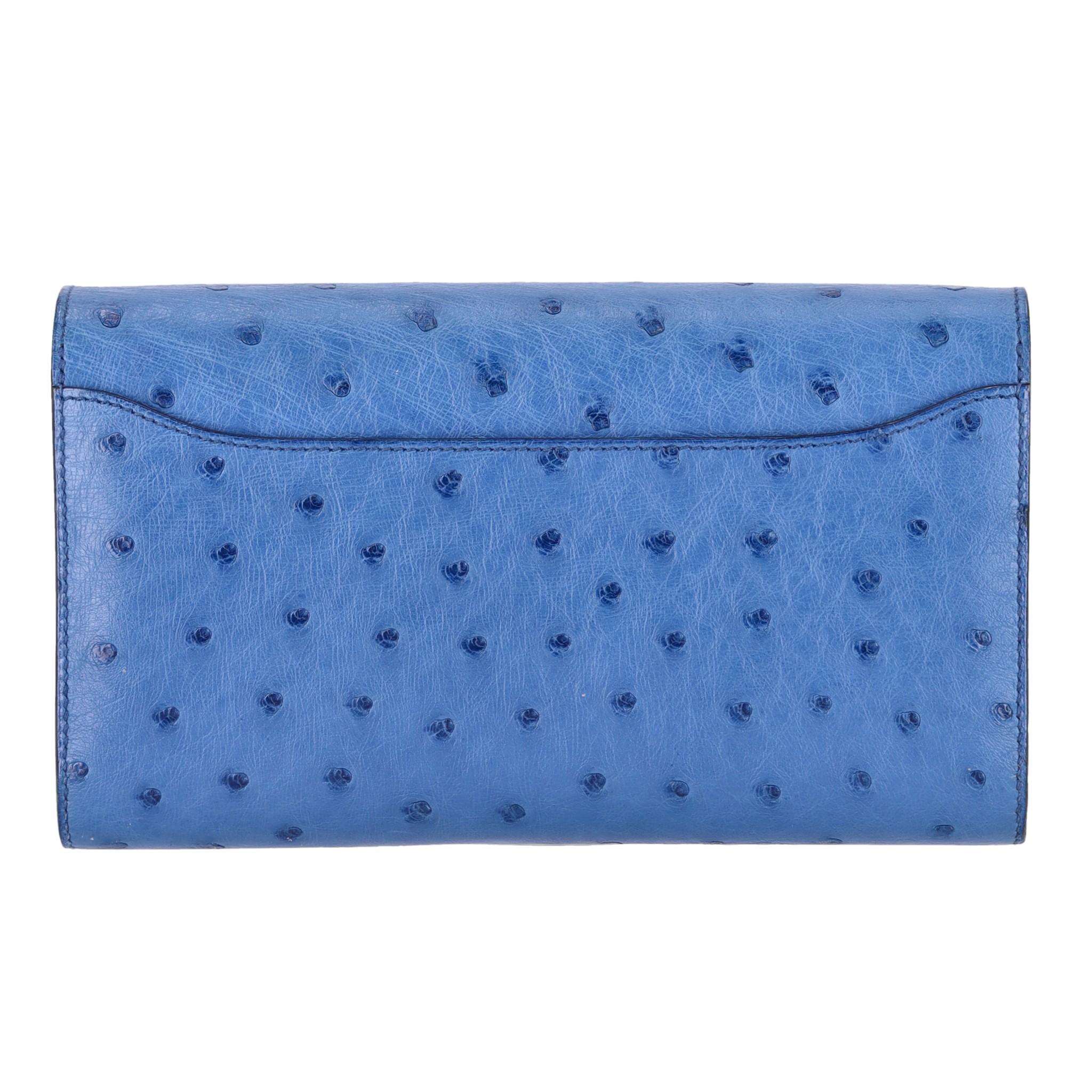 Hermes Ostrich Skin Constance Long Wallet In Fair Condition For Sale In London, GB