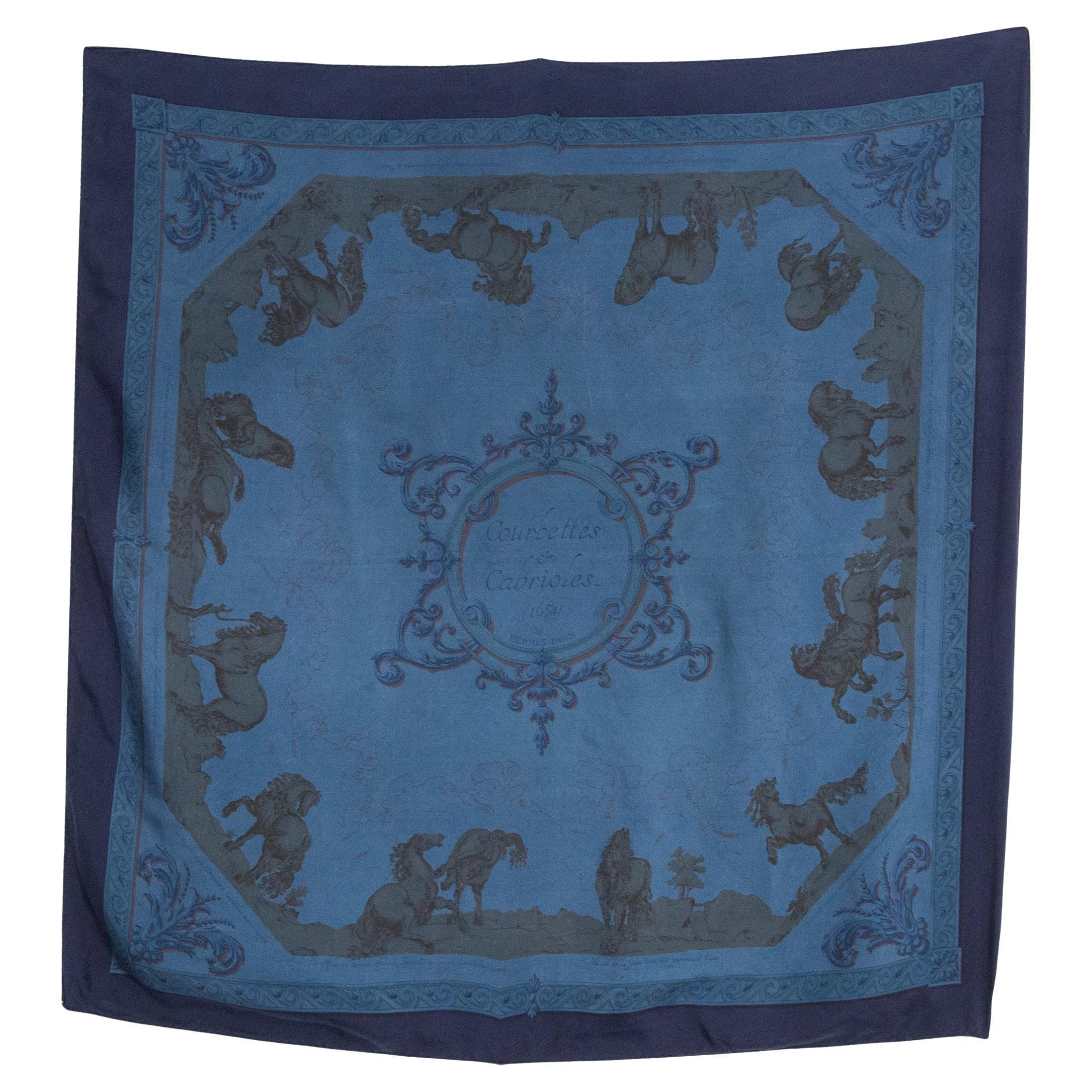 Hermes Overdyed Courbettes et Cabrioles by F. Faconnet Silk Scarf For Sale