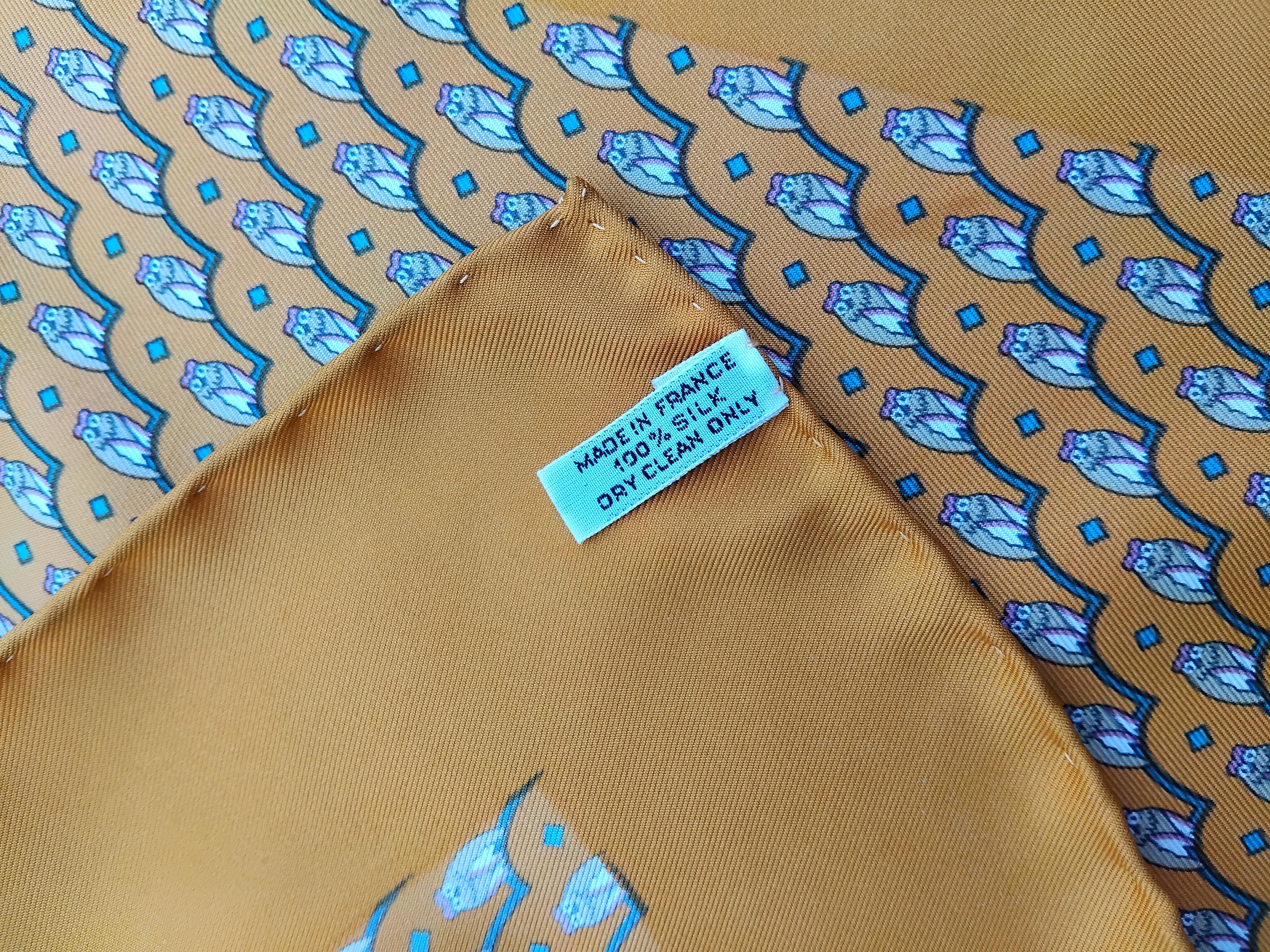 Hermès Owl Print Small Scarf Gavroche Pocket Square 16' 3