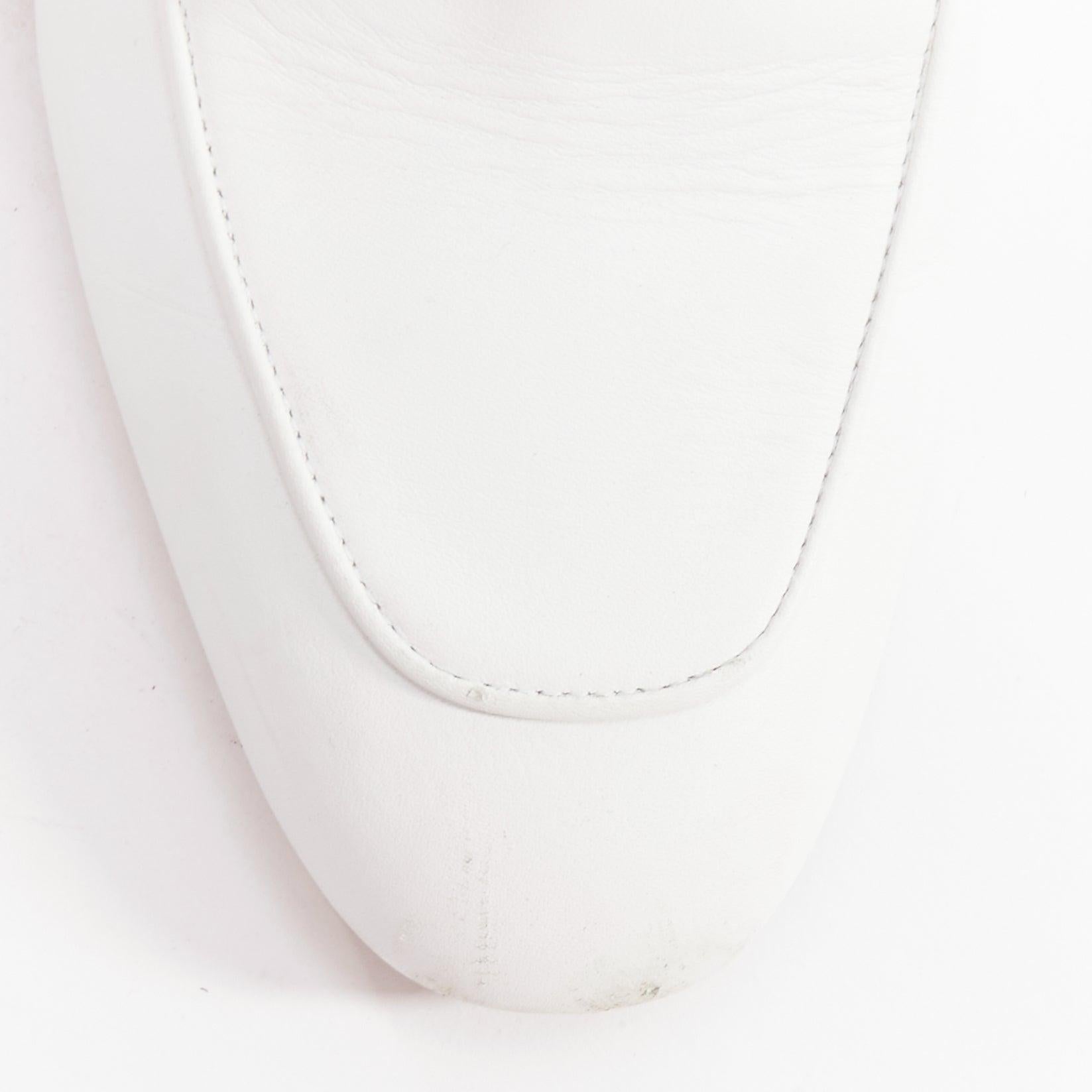 HERMES Oz white calfskin leather silver Kelly turnlock mules EU37 For Sale 1