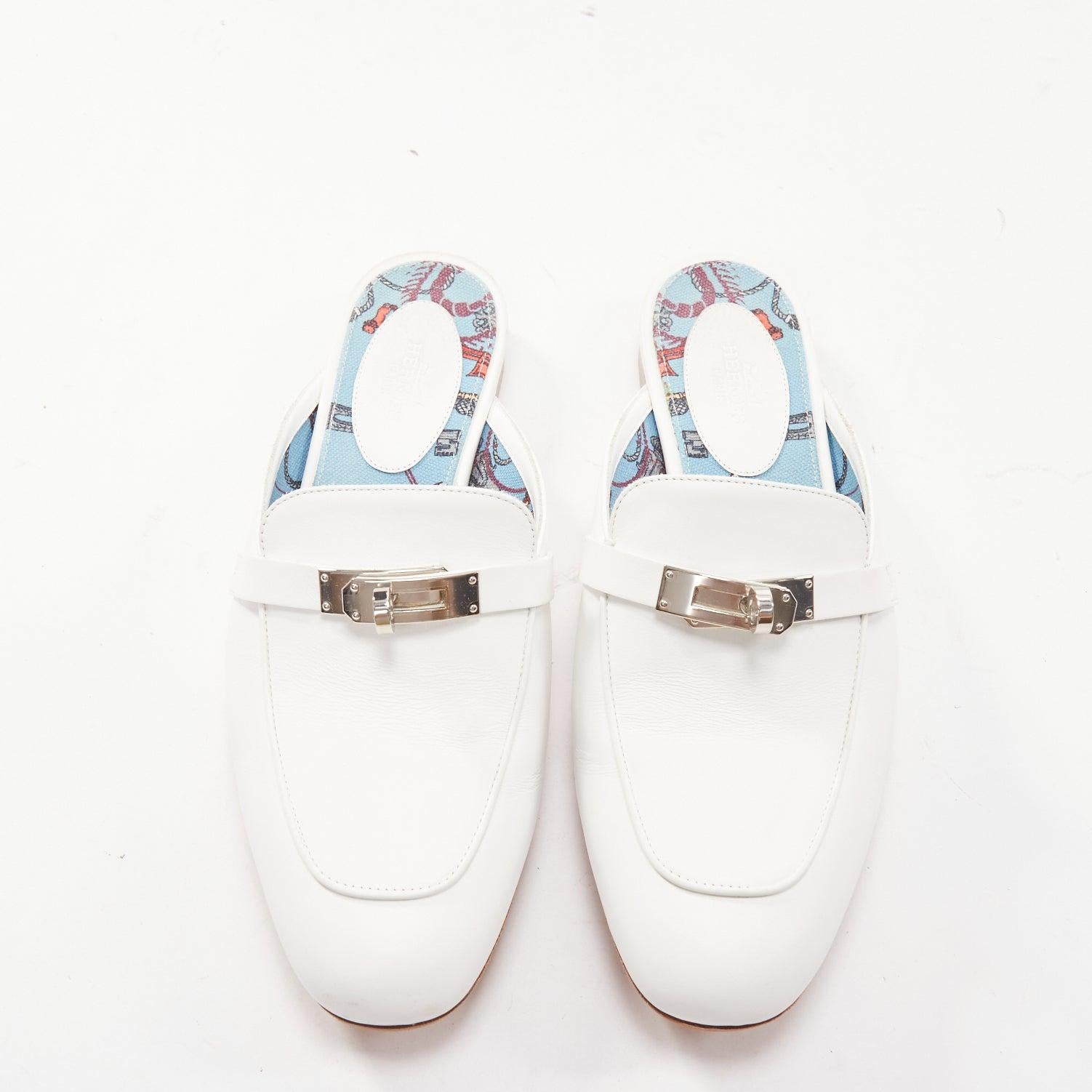 HERMES Oz white leather silver kelly buckle slip on loafer slippers EU37.5
Reference: LNKO/A02369
Brand: Hermes
Model: Oz
Material: Leather
Color: White, Silver
Pattern: Solid
Closure: Slip On
Lining: Multicolour Fabric
Extra Details: These stylish