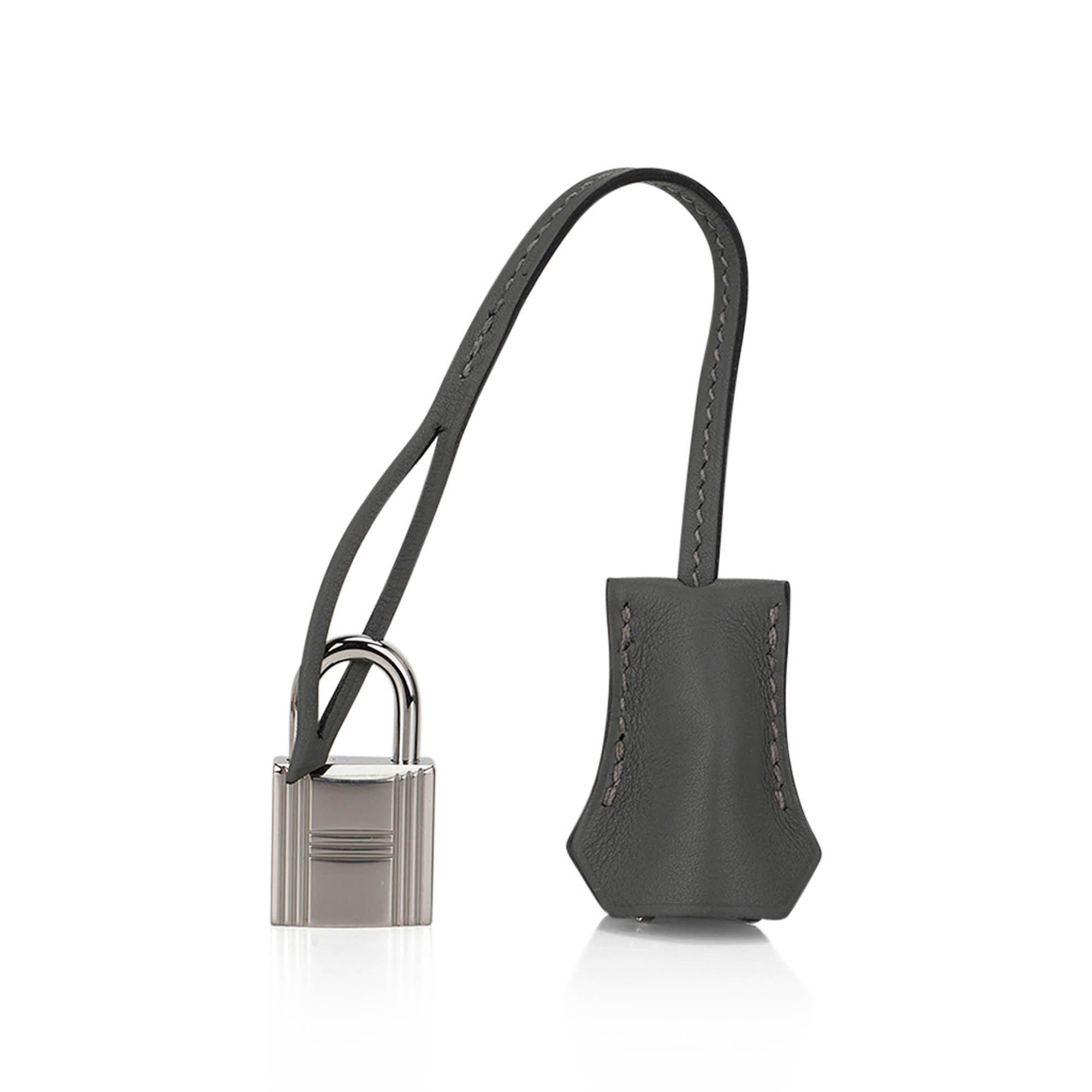 Hermes Padded Kelly 25 Limited Edition Bag Gris Meyer Palladium Hardware Swift For Sale 6