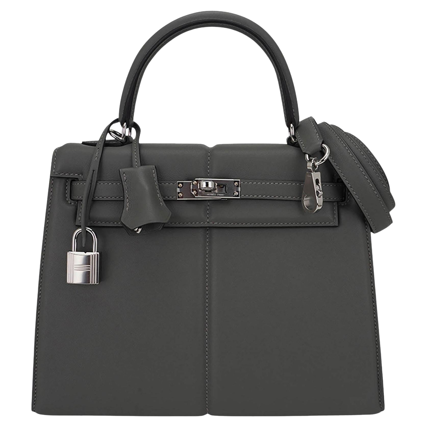 Hermes Bolso Kelly 25 Acolchado Edición Limitada Gris Meyer Paladio Herrajes Swift
