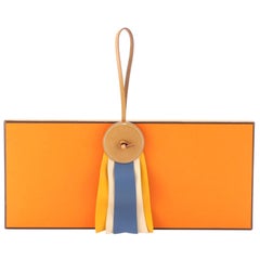 Hermes Paddock Flot Bag Charm Leather Blue, Brown, Multicolor, Neutral