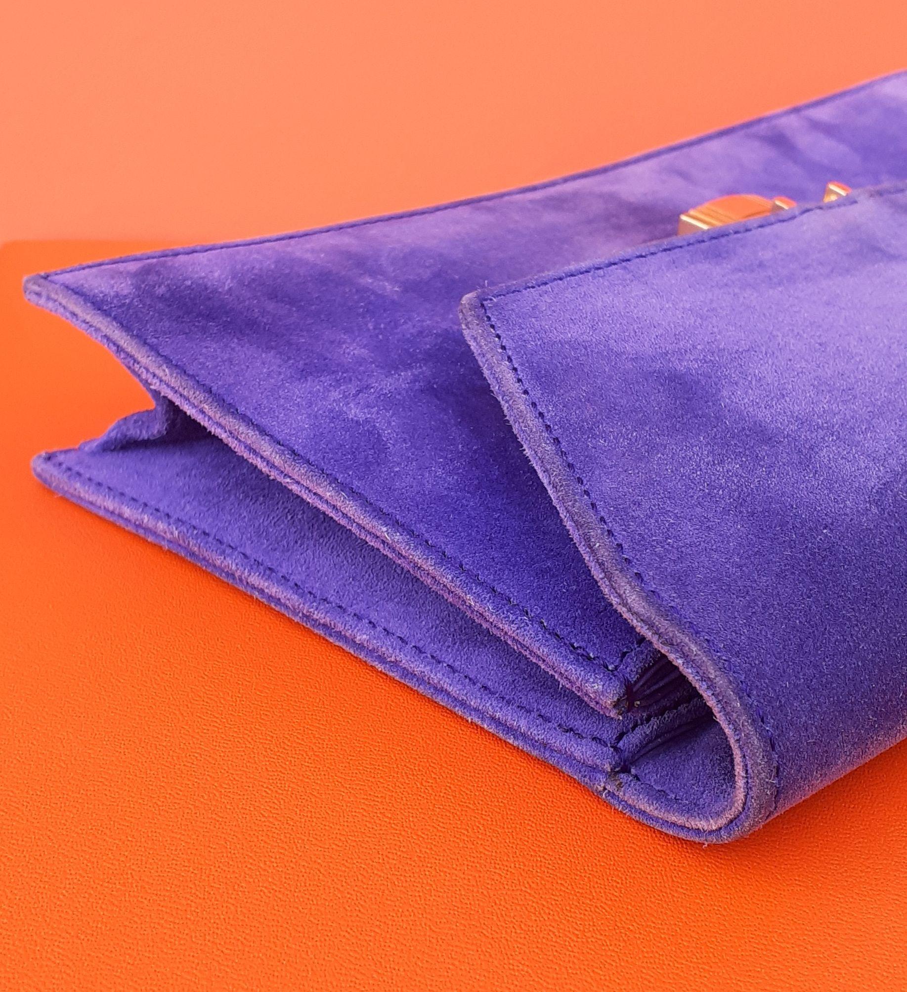 Hermès Padlock Bag Clutch Purse Doblis Leather Purple and Golden Hdw RARE For Sale 7