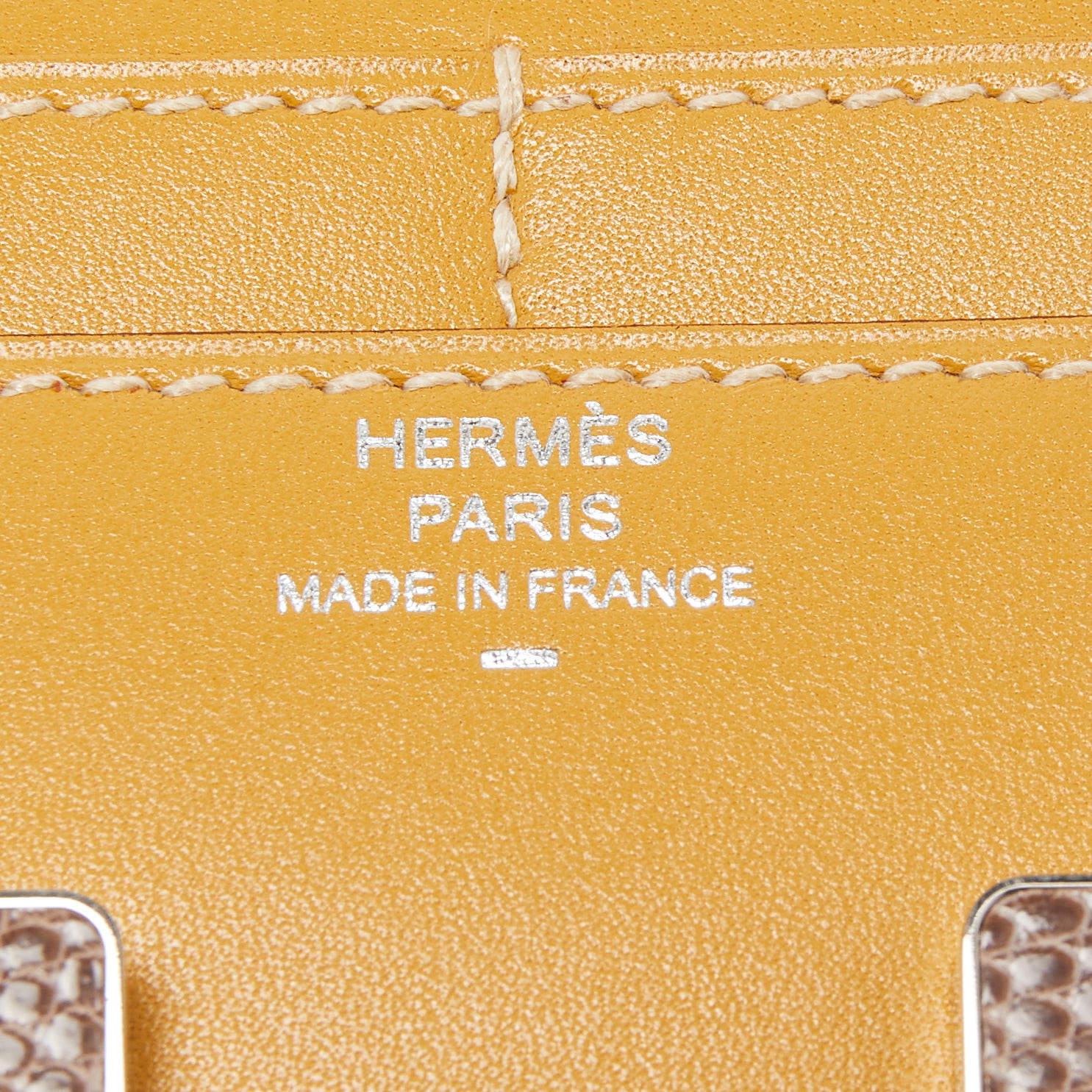 Hermes Paille/Ficelle Lizard /Tadelakt Leather Constance Compact Wallet 5