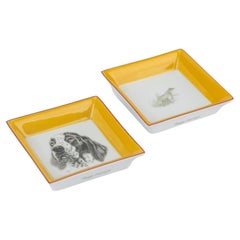 Hermès Paar Braque Vintage Mini-Aschenbecher