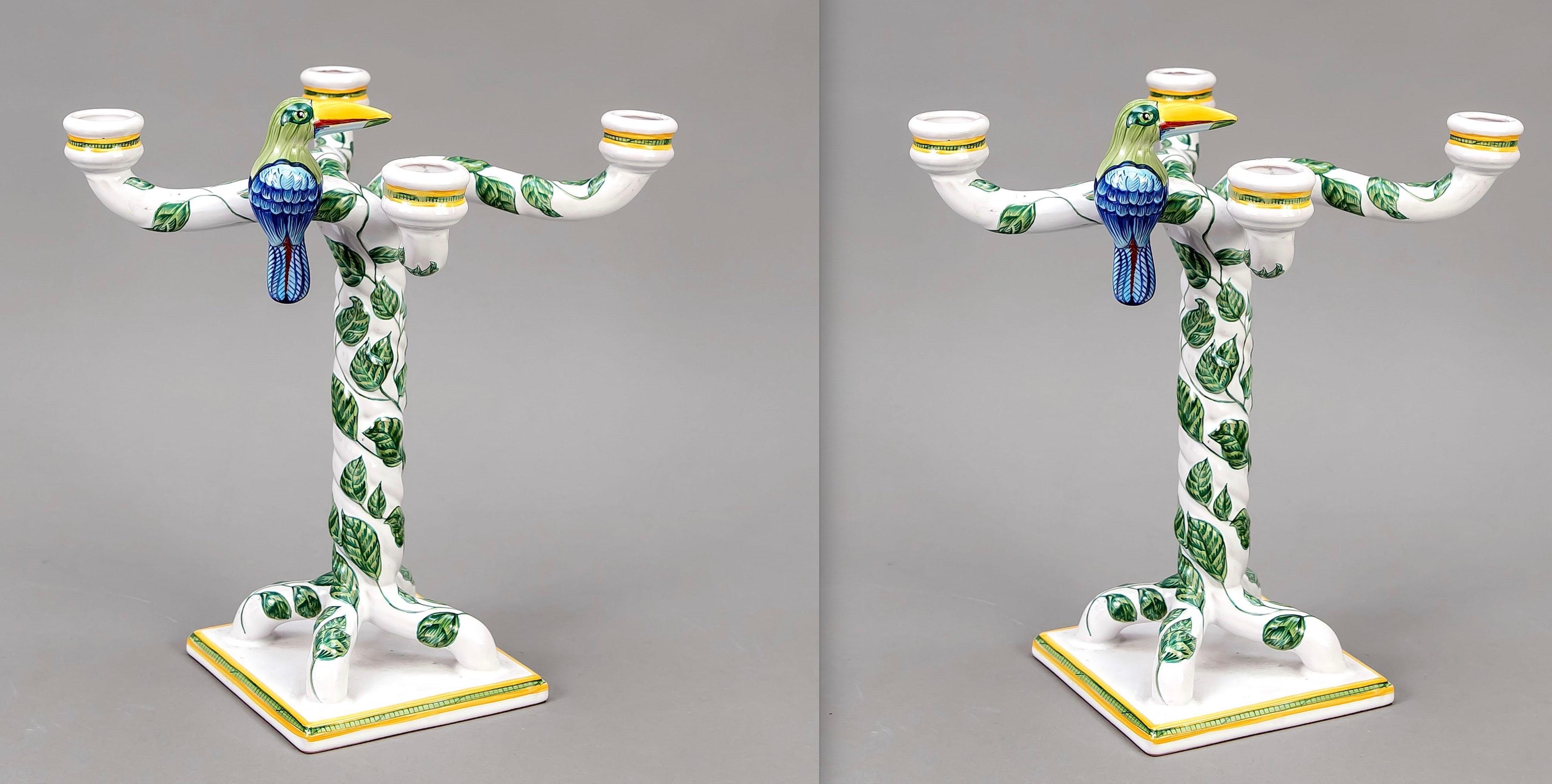 Late 20th Century Hermes Pair of Candlesticks, Toucans For Sale