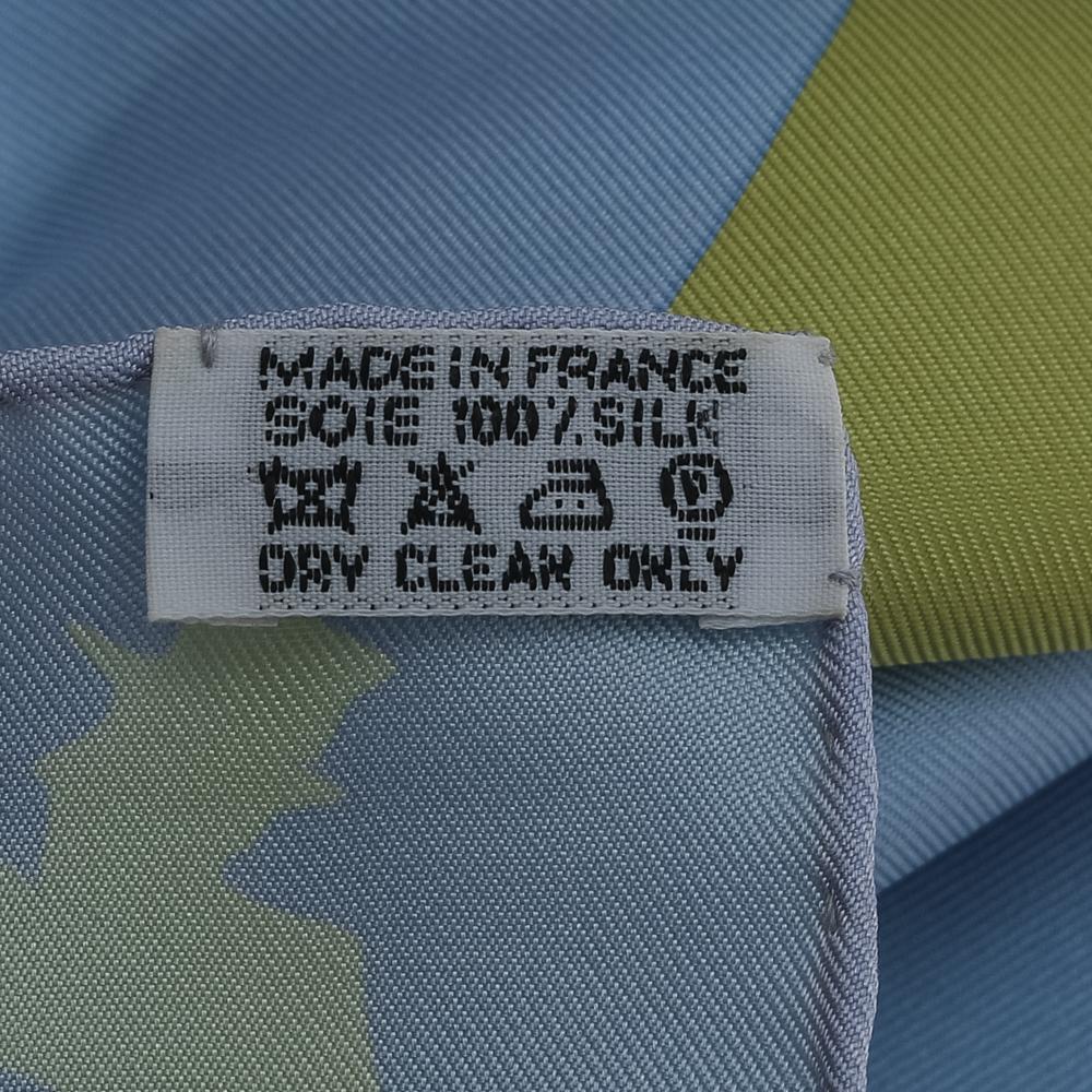 Gray Hermès Pale Blue Jeux d'Ombres Silk Scarf