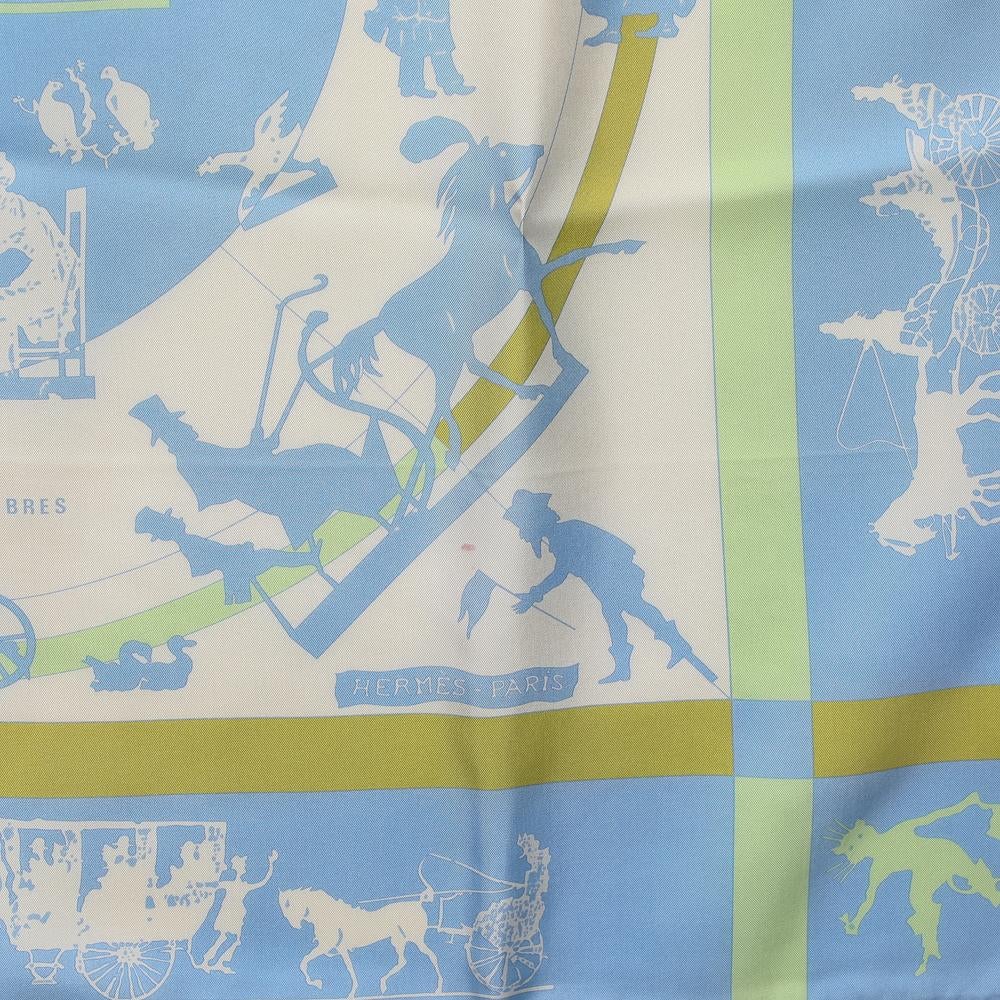 Hermès Pale Blue Jeux d'Ombres Silk Scarf In Good Condition In Dubai, Al Qouz 2