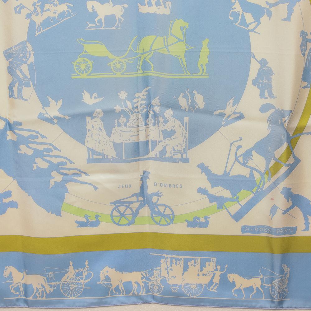Women's Hermès Pale Blue Jeux d'Ombres Silk Scarf