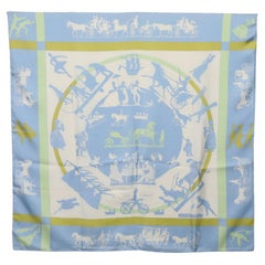 Hermès Pale Blue Jeux d'Ombres Silk Scarf