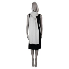 HERMES pale icy grey wool & cashmere HOODE Muffler Scarf