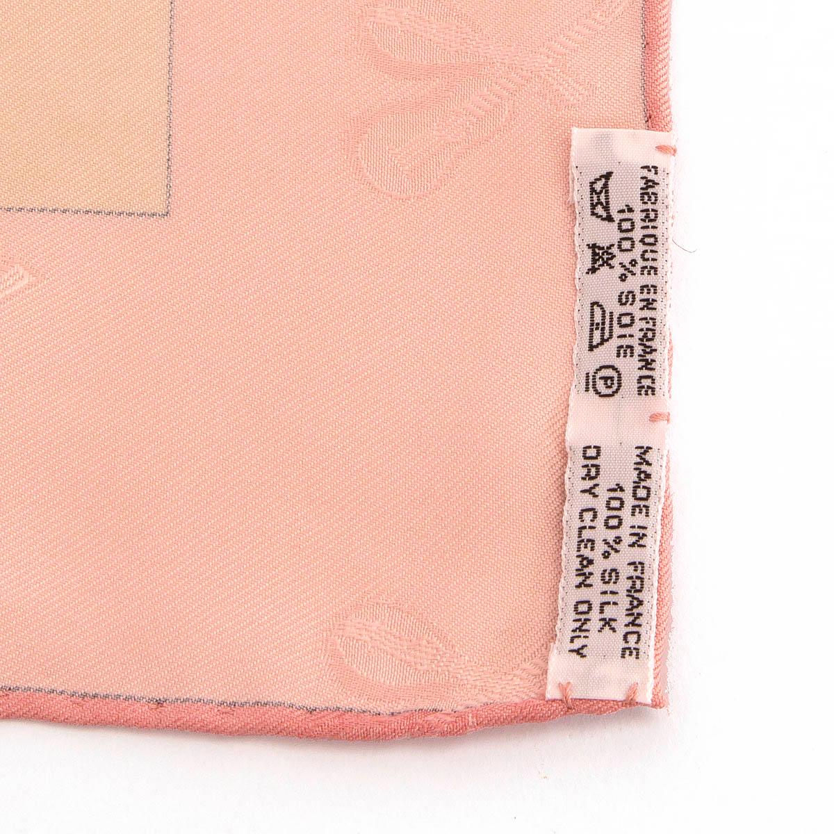 Women's or Men's HERMES pale pink silk LE CARNAVAL DE VENISE 90 Jacquard Scarf For Sale