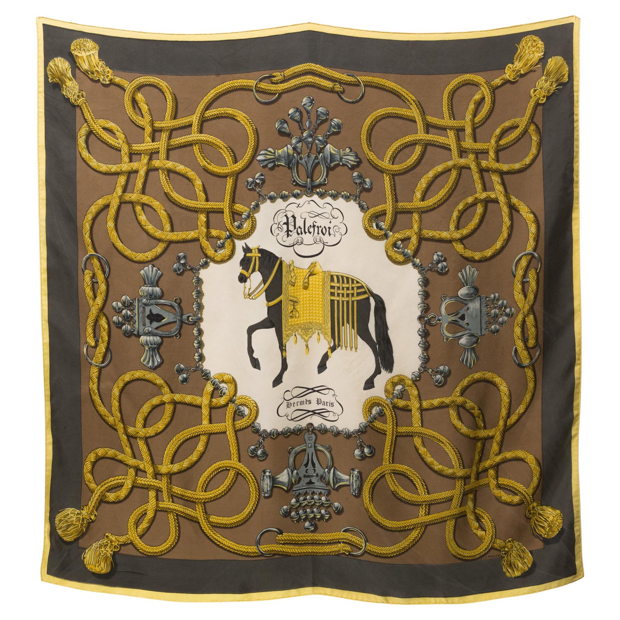 Hermes Palefroi by Francoise de la Perriere Silk Scarf For Sale