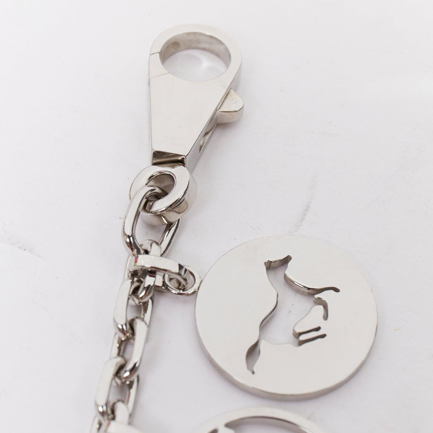 HERMES Palladium Breloque Olga Cadena lock H logo horse dog coin bag charm chain In Good Condition In Hong Kong, NT