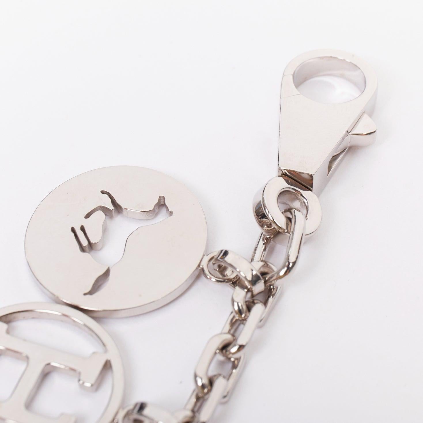 HERMES Palladium Breloque Olga Cadena lock H logo horse dog coin bag charm chain im Zustand „Gut“ im Angebot in Hong Kong, NT