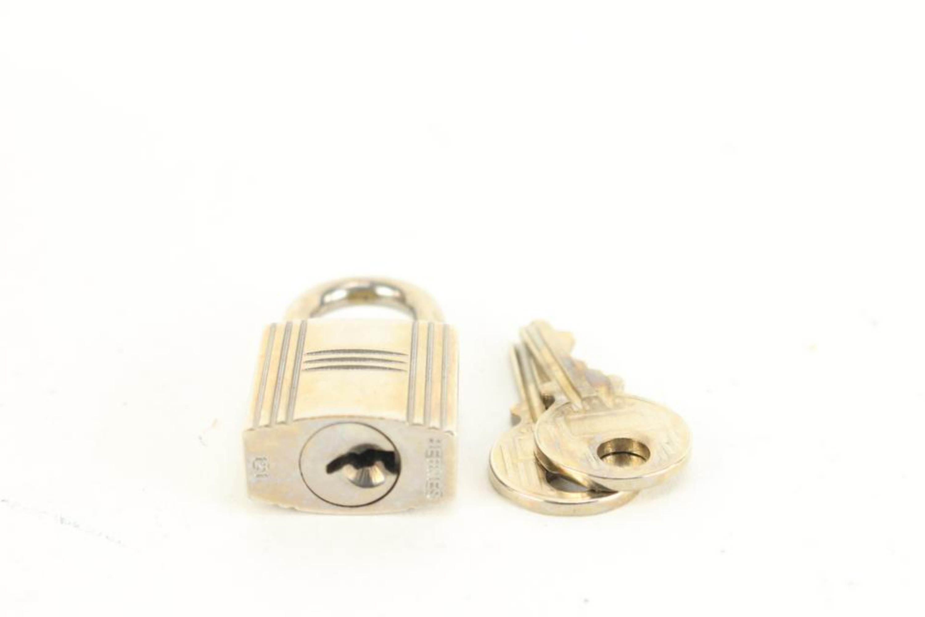 Hermès Palladium Cadena Padlock and Key Set Lock and 2 Keys 51he429s 2