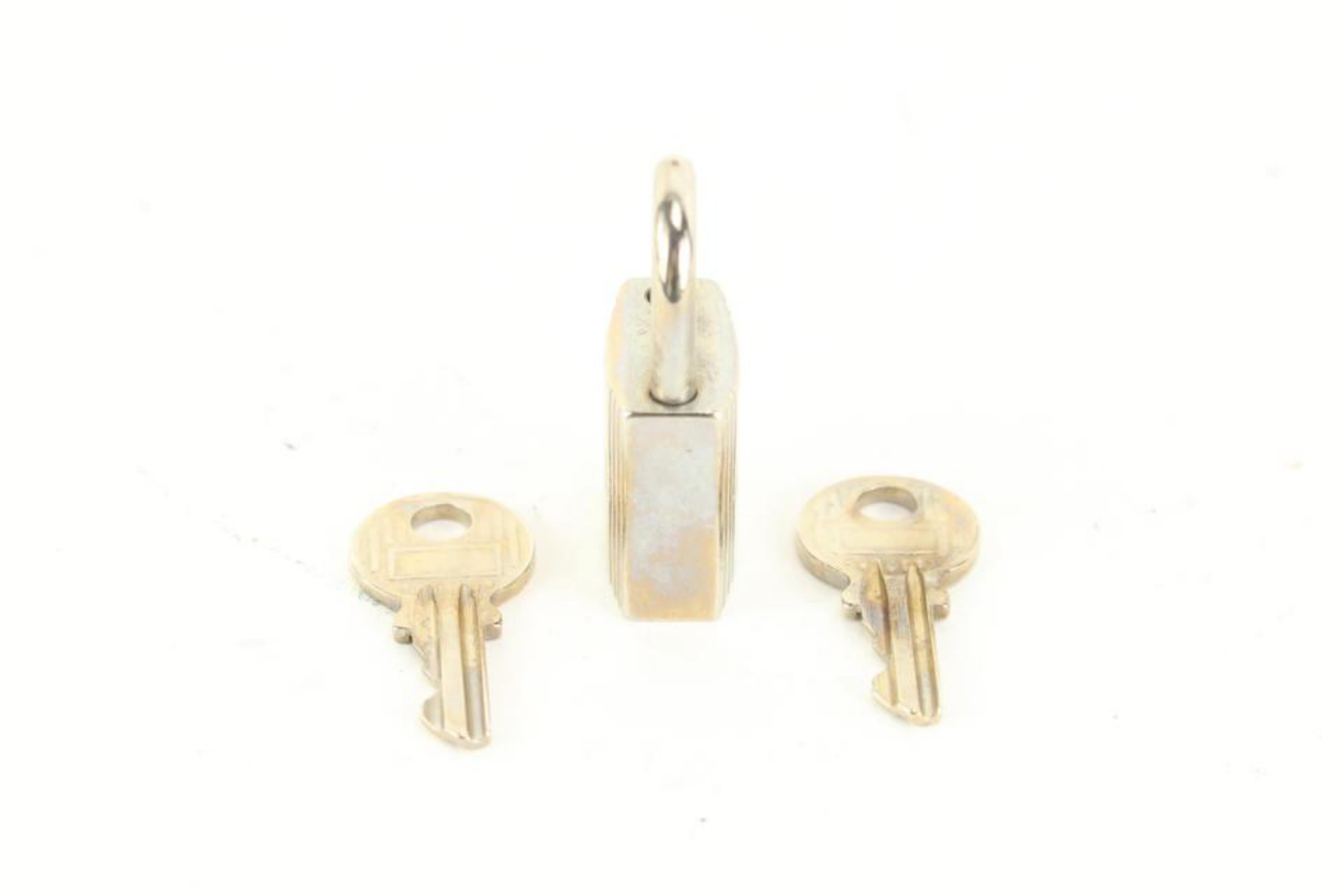 Hermès Palladium Cadena Padlock and Key Set Lock and 2 Keys 51he429s 4