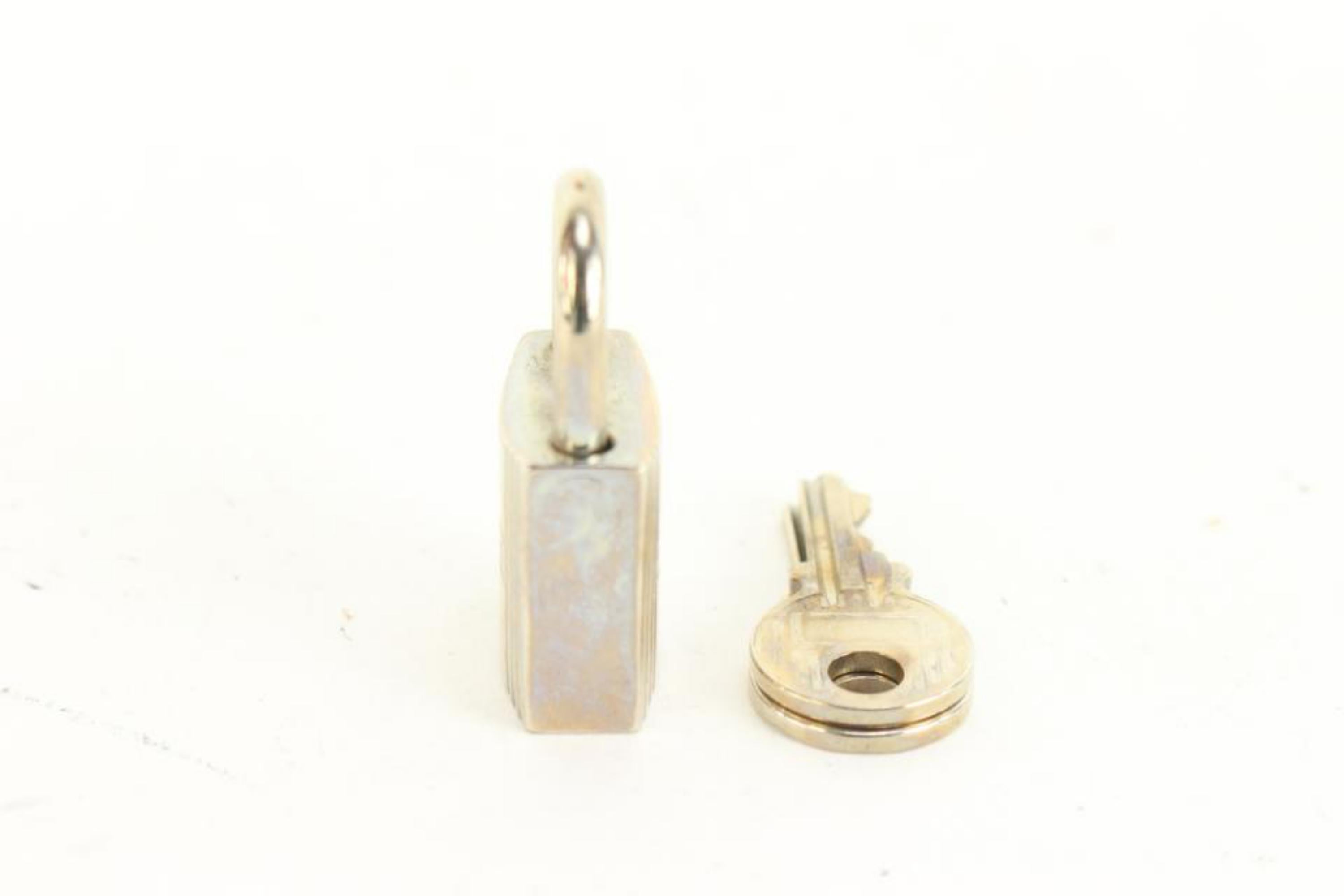 Beige Hermès Palladium Cadena Padlock and Key Set Lock and 2 Keys 51he429s