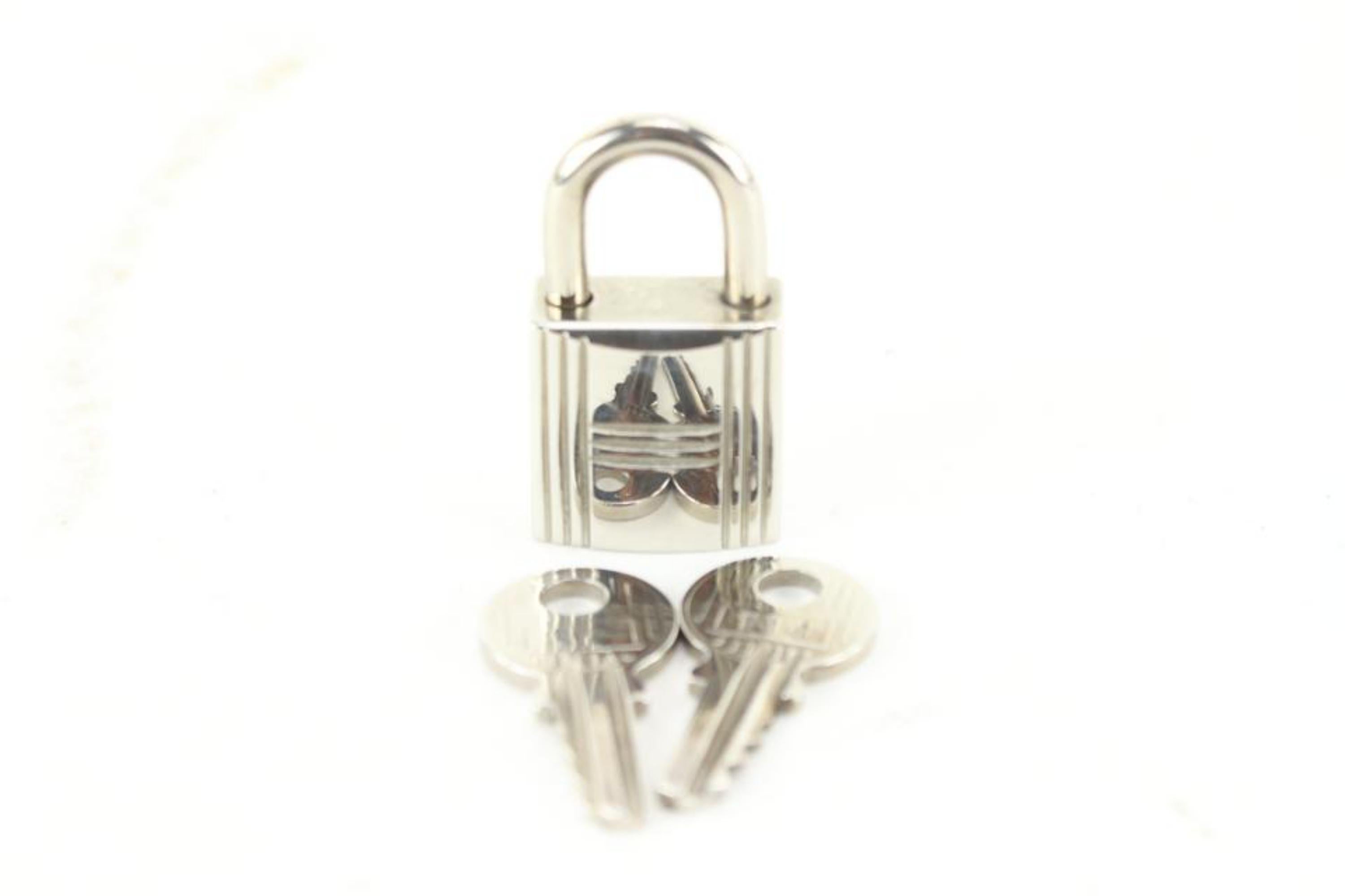 Beige Hermès Palladium Cadena Padlock Lock and Key Set 8h712s
