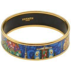 Hermes Cachemire de Tamara  with its  Coin Purse Pattern  Gold and Enamel Bangle