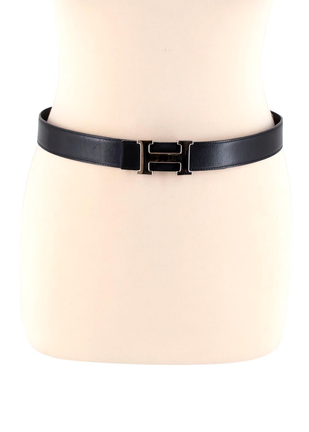 Hermes Silver H Buckle Black Leather 32mm Belt

-Age [A] - 1997
-Soft, smooth swift leather
-Iconic silver tone H logo buckle
-Adjustable fit
-Hermes branding on inside
-Waist belt

Materials: swift leather

Made in France

(Seam to Seam):
90cm x