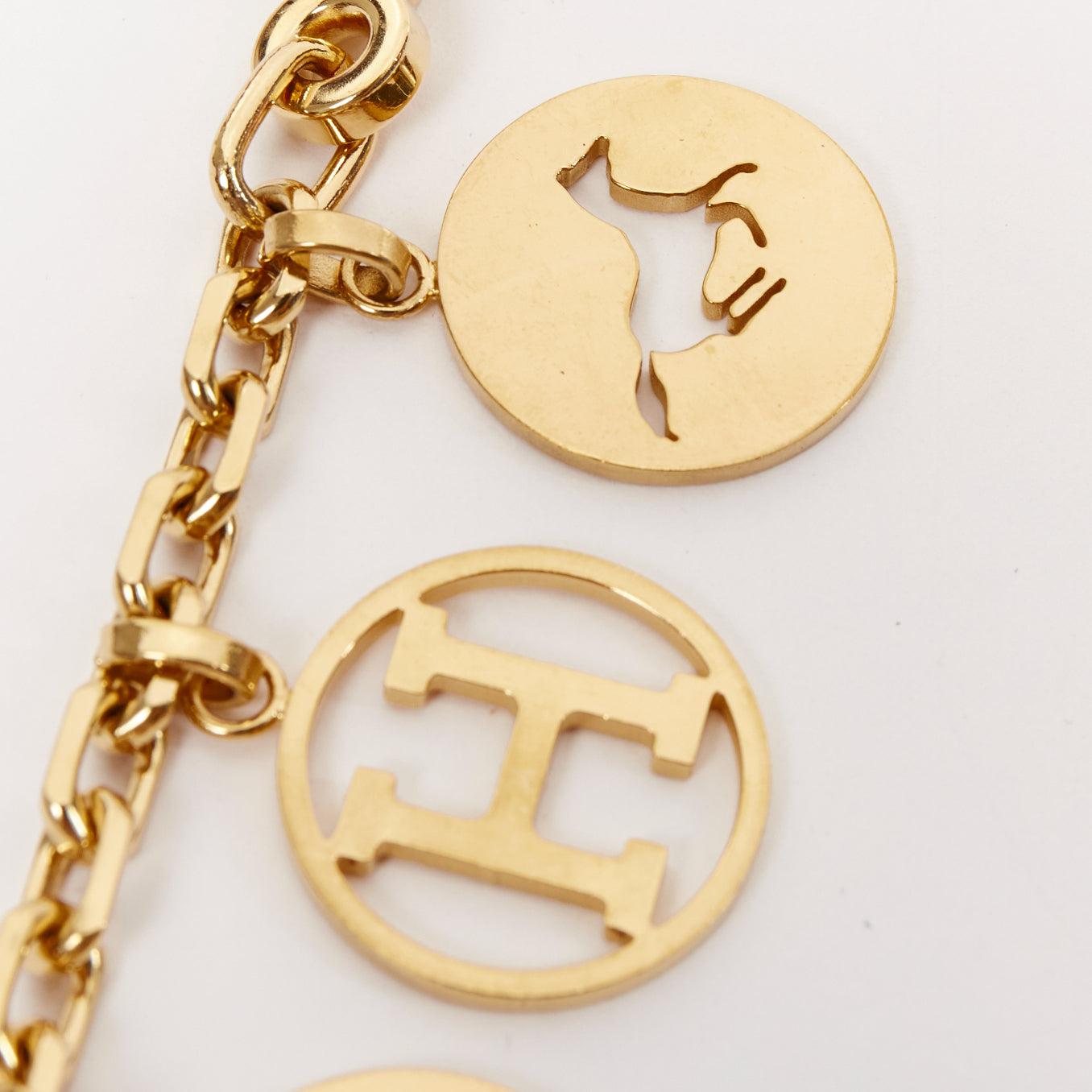 Women's or Men's HERMES Palladium Gold Olga Cadena lock H logo horse dog coin bag charm chain