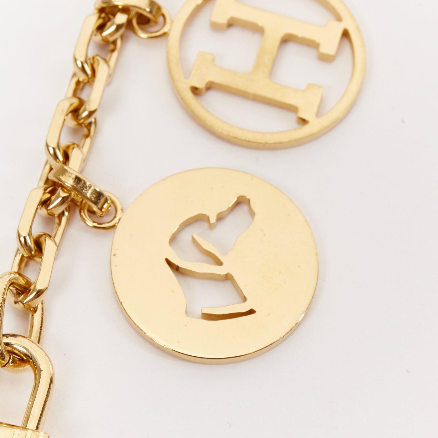 HERMES Palladium Gold Olga Cadena lock H logo horse dog coin bag charm chain 1