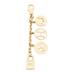HERMES Palladium Gold Olga Cadena lock H logo horse dog coin bag charm chain