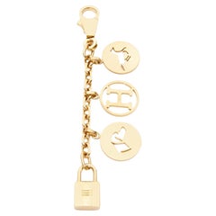 HERMES Palladium Gold Olga Cadena lock H logo horse dog coin bag charm chain