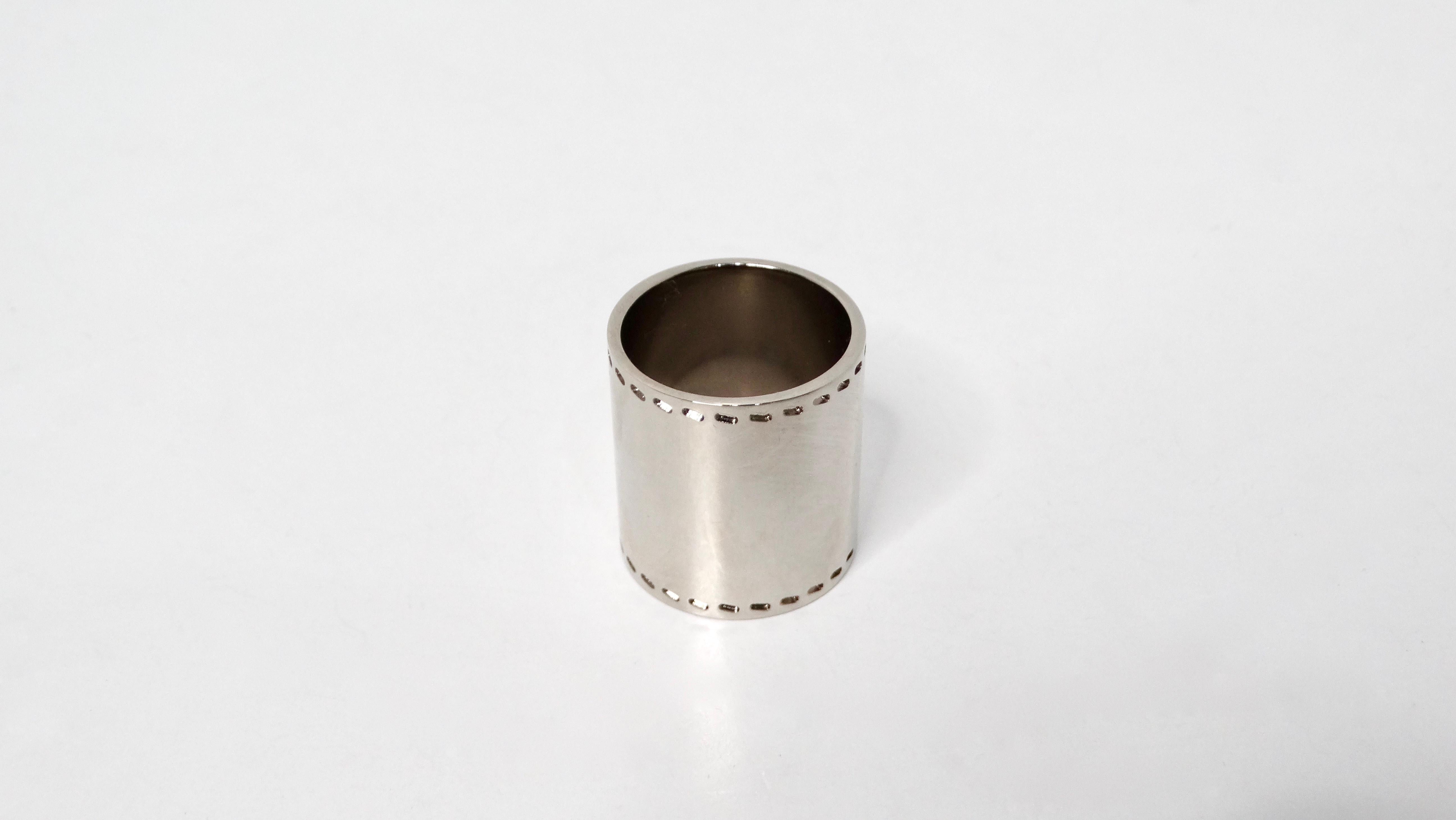 Women's Hermes Palladium Horseshoe Charm Scarf Ring For Sale