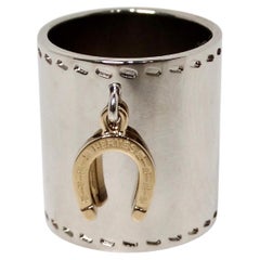Hermes Palladium Horseshoe Charm Scarf Ring