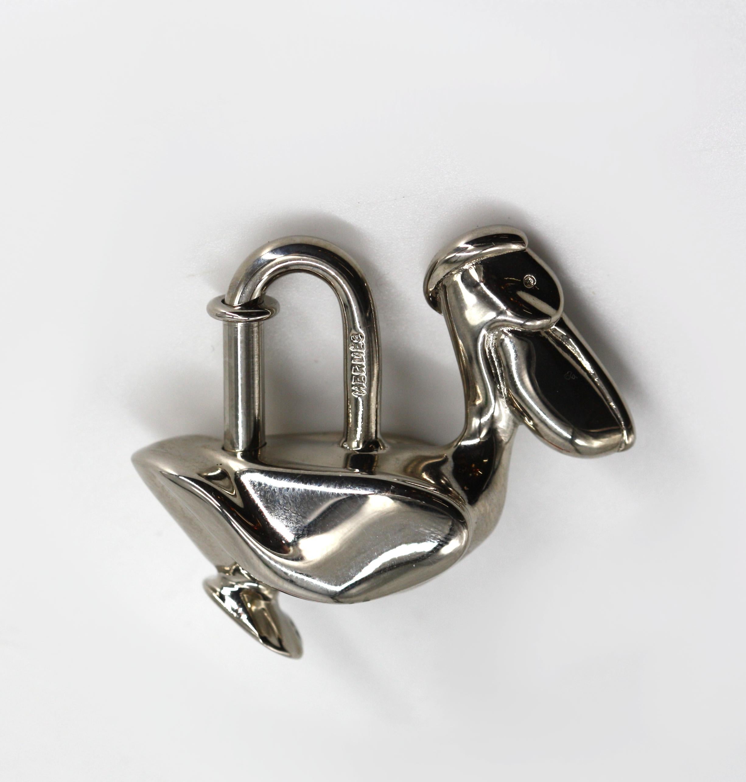 Red Hermes Palladium Pelican Bag Charm, 1992