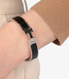 Hermès Palladium Plated Black Enamel GM Clic H