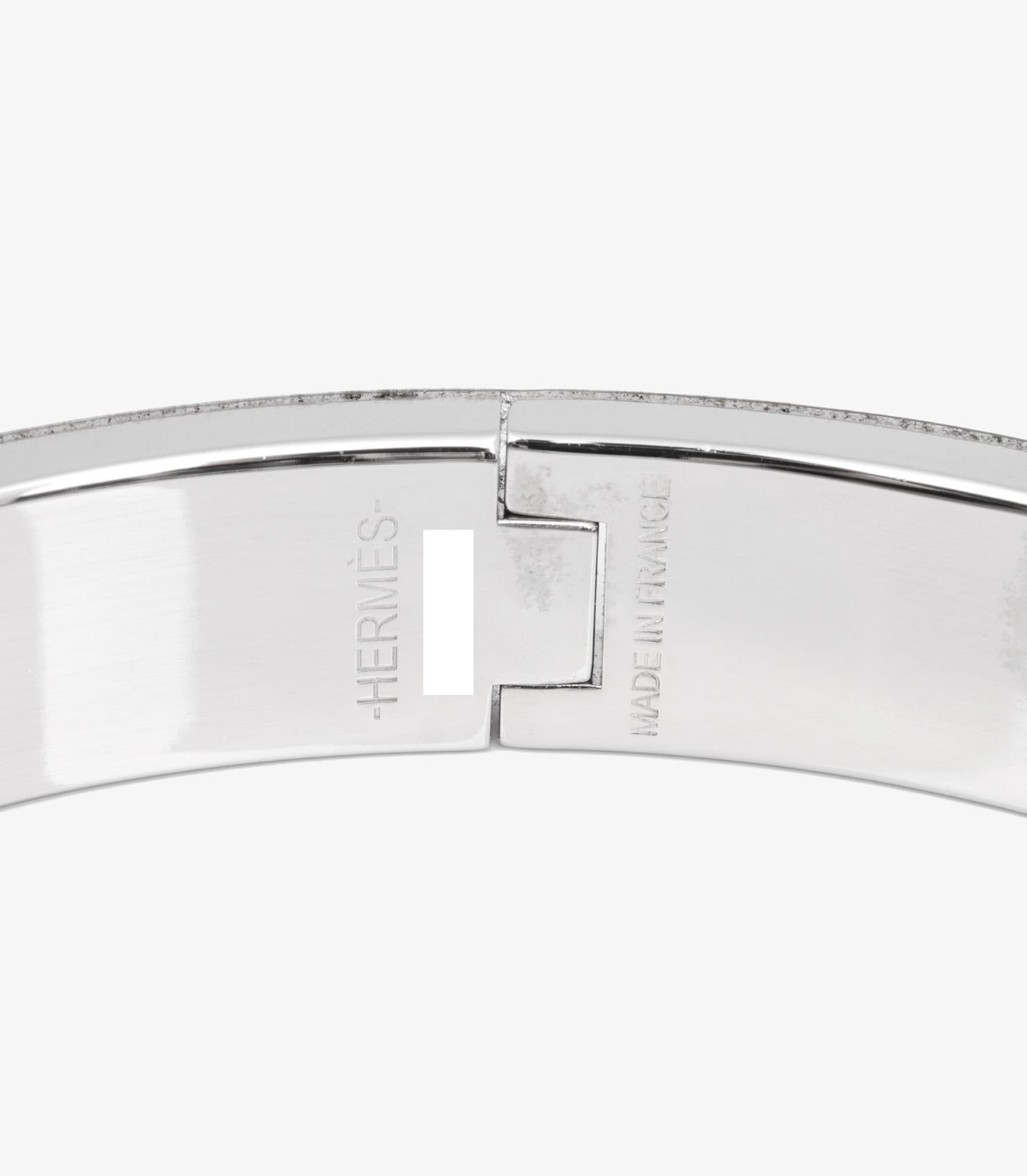 Modern Hermès Palladium Plated Black Enamel GM Clic H Bracelet
