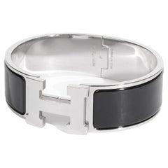 Hermès Palladium Plated Black GM Clic Clac H Bracelet