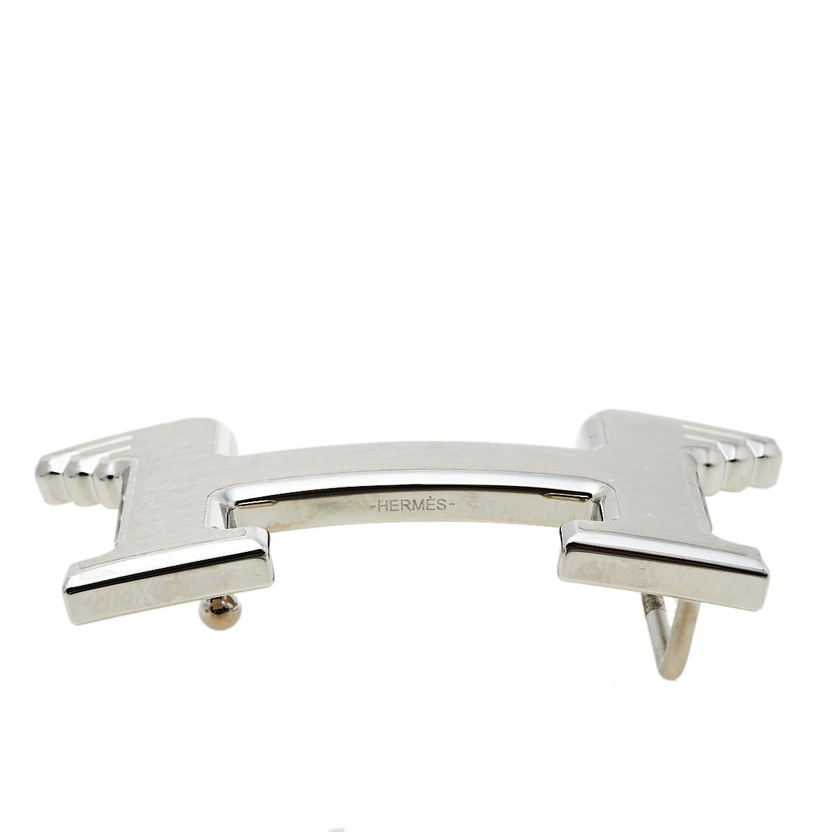 Hermès Palladium plattiert Metall Pegase Gürtelschnalle 32 MM Herren